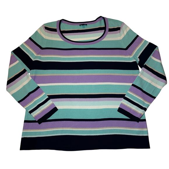 Talbots Multicolor Striped Lightweight Thin Knit Pullover Sweater Size 1XP - Picture 1 of 6